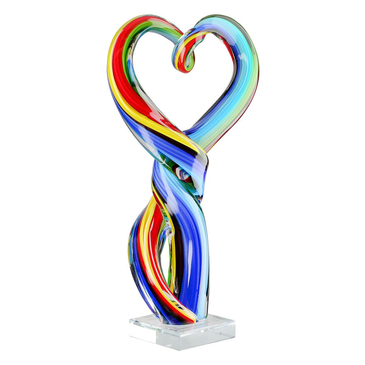 Sculpture artistique en verre multicolore, hauteur 34 centimètres