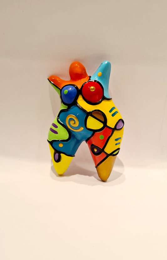 Statue of a woman style "Nana", multicolored resin. Height 4'7 inches (12 centimeters)