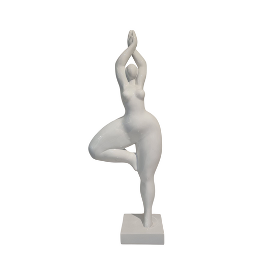 Sculpture of a round & curvy woman, resin colorful. Height 52 centimeters