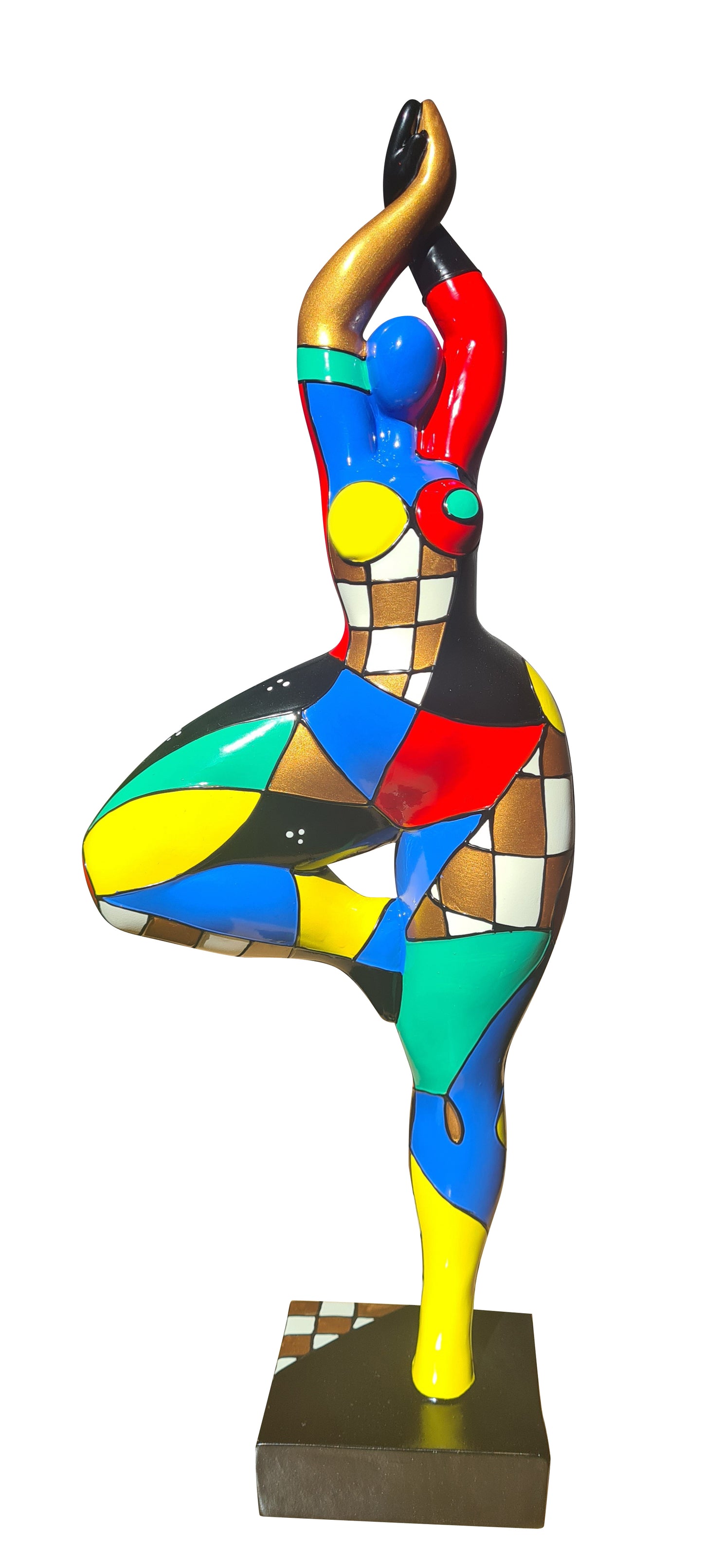 Sculpture femme ou Nana ronde et multicolore, hauteur 52 cm. Modèle Stella