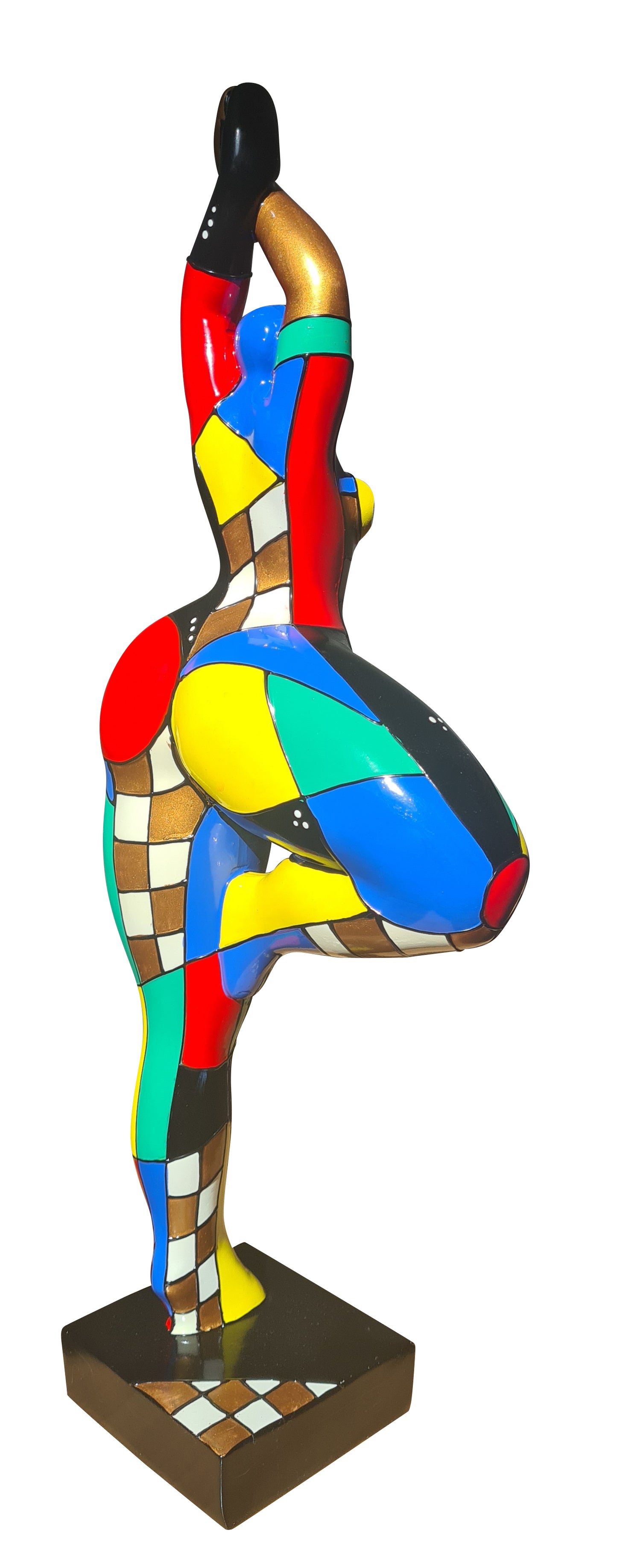 Sculpture femme ou Nana ronde et multicolore, hauteur 52 cm. Modèle Stella