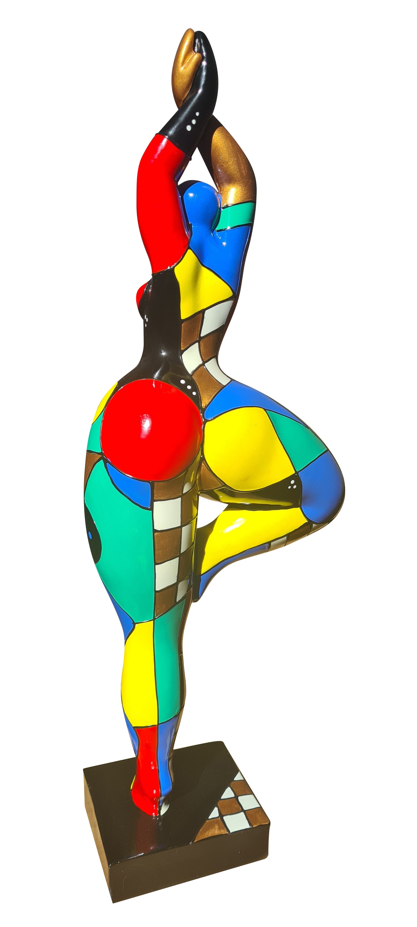 Sculpture femme ou Nana ronde et multicolore, hauteur 52 cm. Modèle Stella