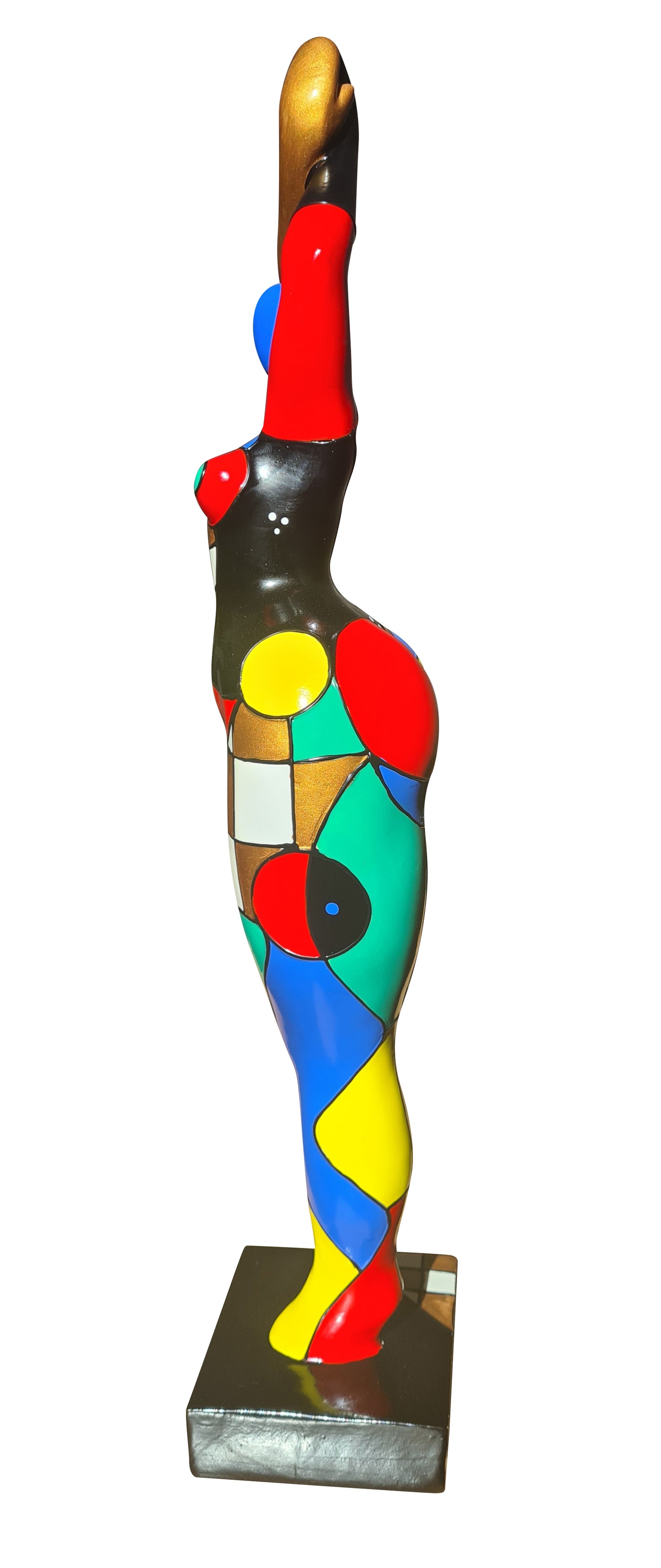 Sculpture femme ou Nana ronde et multicolore, hauteur 52 cm. Modèle Stella