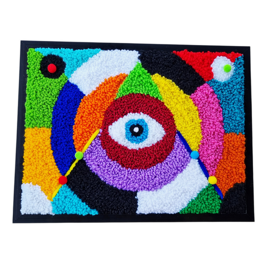 Multicolor Wool Punch Needle Tufted Wall Art Panel, size 30 × 40 cm