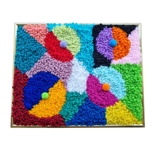 Multicolor Wool Punch Needle Tufted Wall Art Panel, size 26 × 21 cm