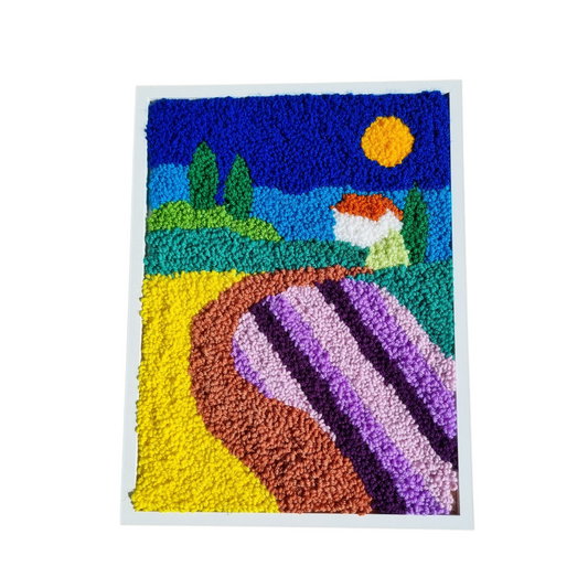 Multicolor Wool Punch Needle Tufted Wall Art Panel, size 30 × 40 cm