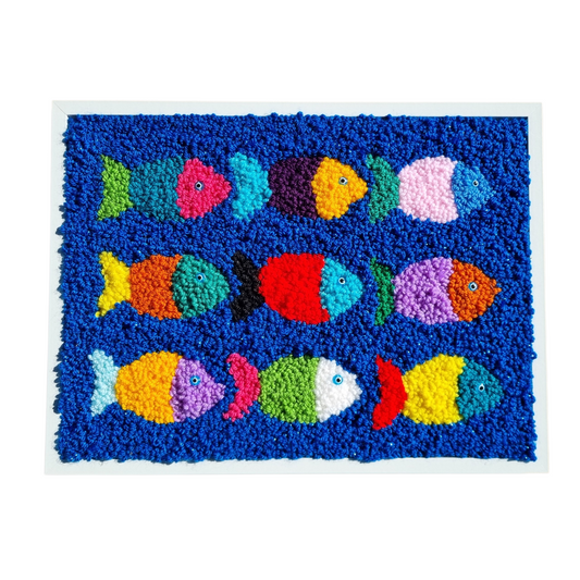 Multicolor Wool Punch Needle Tufted Wall Art Panel, size 30 × 40 cm