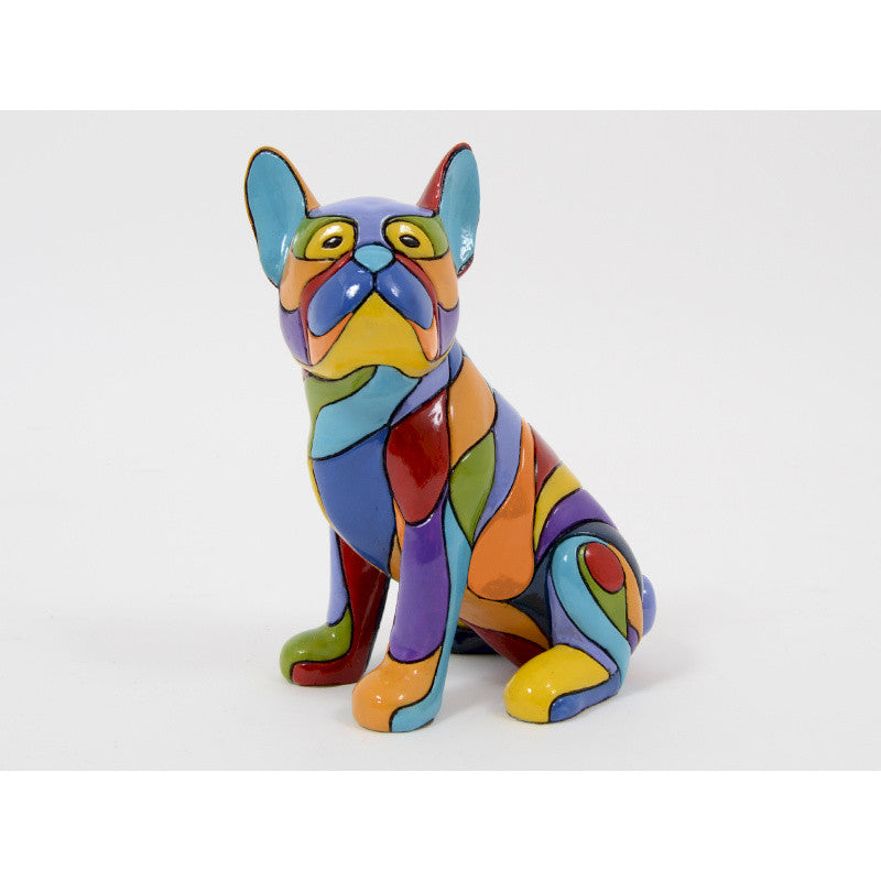 French Bulldog Statue, multicolored resin. Height 8'2 inches (21 centimeters)