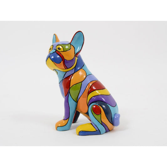 French Bulldog Statue, multicolored resin. Height 8'2 inches (21 centimeters)