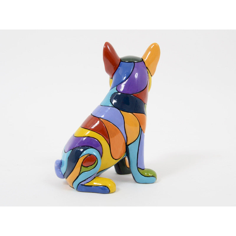 French Bulldog Statue, multicolored resin. Height 8'2 inches (21 centimeters)