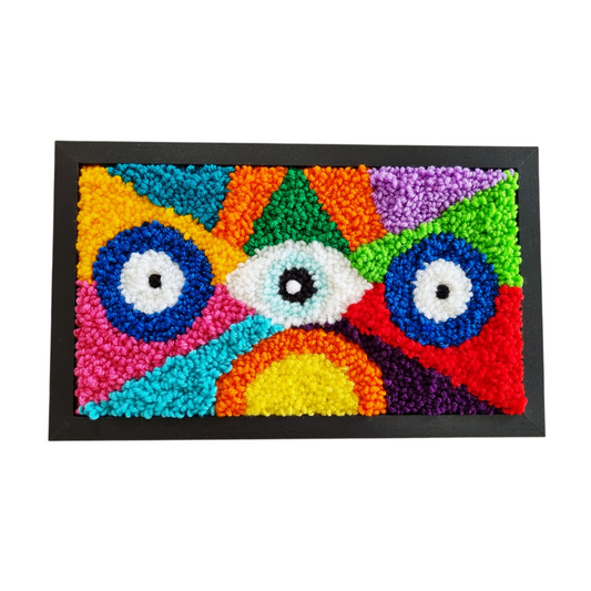 Multicolor Wool Punch Needle Tufted Wall Art Panel, size 20 × 33 cm