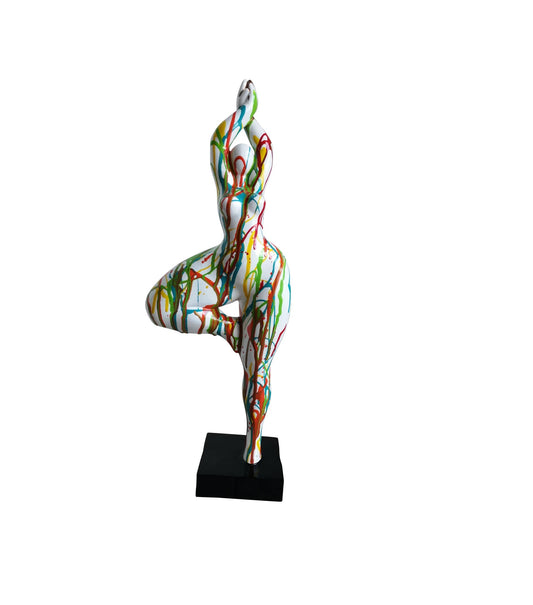 Sculpture Nana ronde, femme blanche et coulures de peinture, hauteur 52 centimètres. Modèle "Drip"