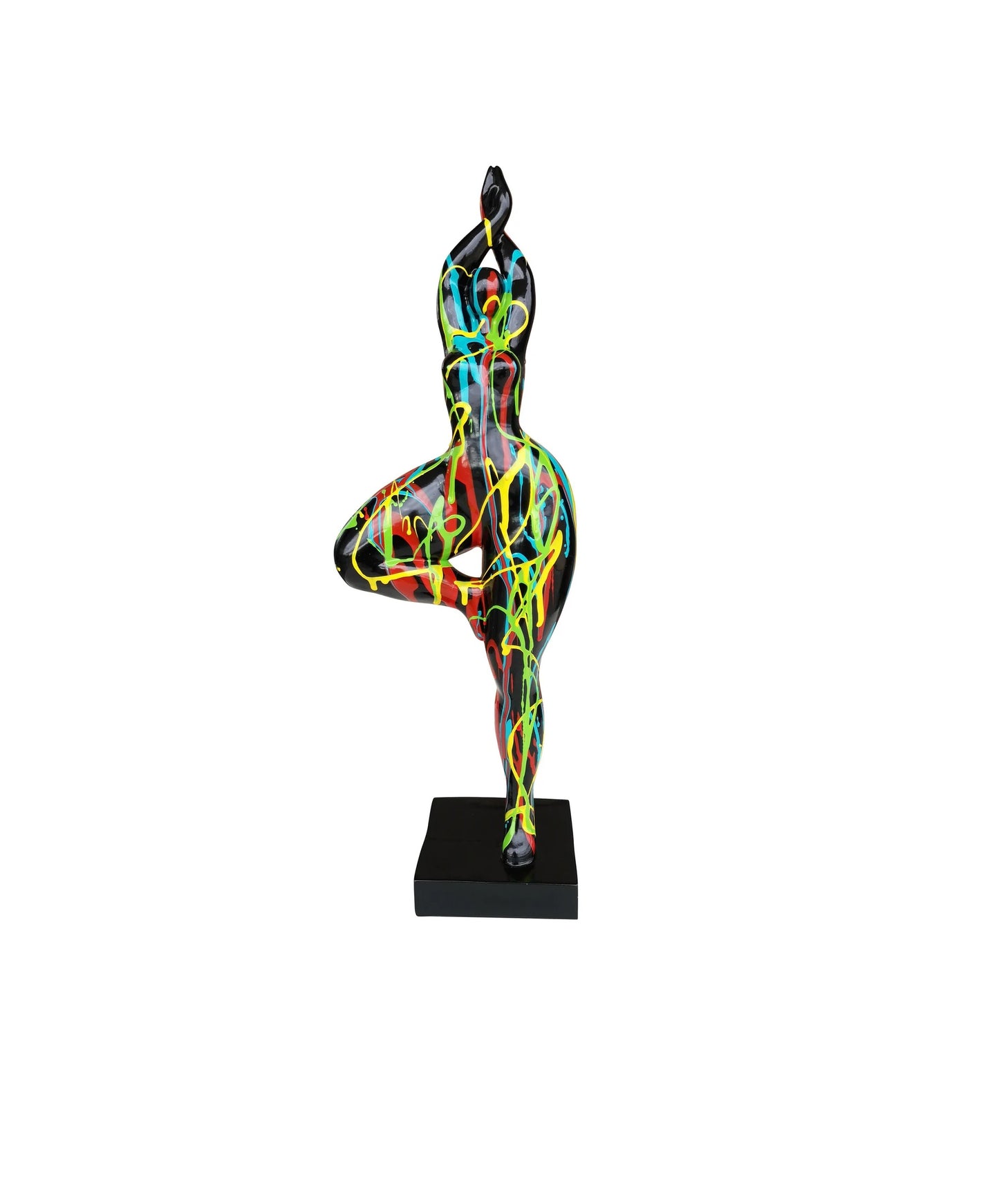 Statue de Nana ronde, femme noire avec coulures de peinture, modèle "Drip" hauteur 52 cm