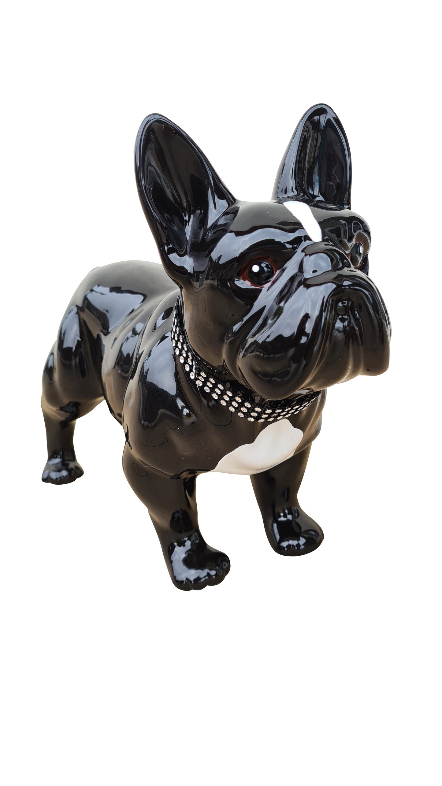 Statue Bouledogue Français, céramique. Longueur 32 centimètres