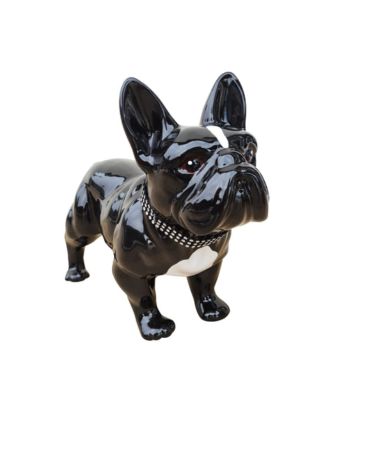 Statue Bouledogue Français, céramique. Longueur 32 centimètres