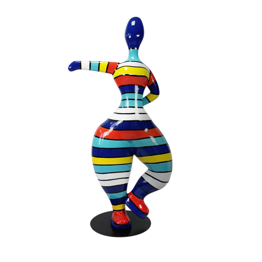 Statue of Nana woman or dancer in multicolored resin. Height 180 centimeters