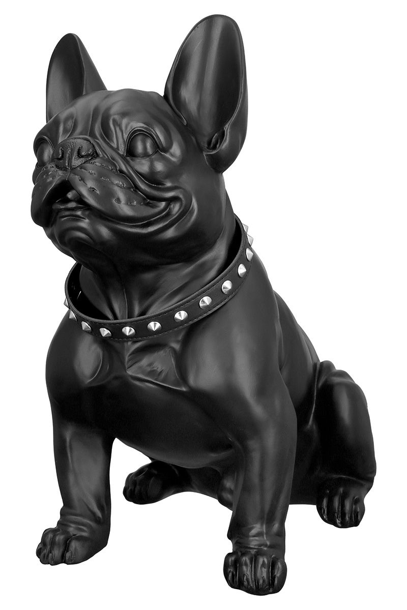 Big French Bulldog Statue, black resin. Height 41 centimeters