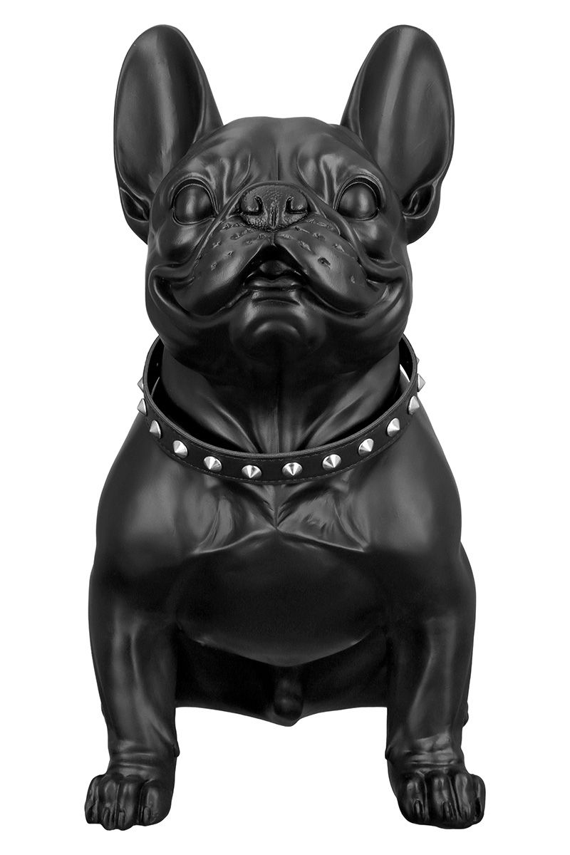 Big French Bulldog Statue, black resin. Height 41 centimeters