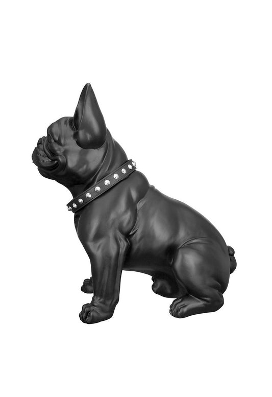 Big French Bulldog Statue, black resin. Height 41 centimeters