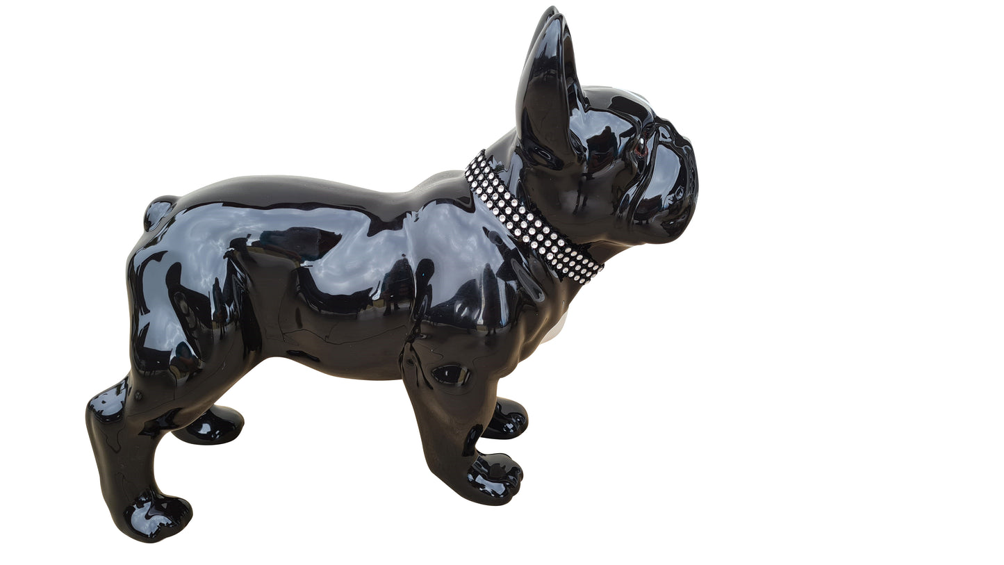 Statue Bouledogue Français, céramique. Longueur 32 centimètres