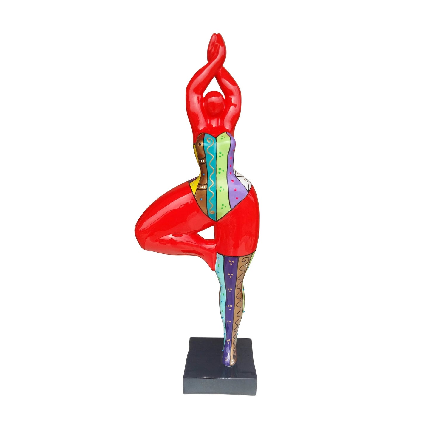 Statue femme ronde Nana modèle "Boop" rouge et multicolore, hauteur 52 centimètres