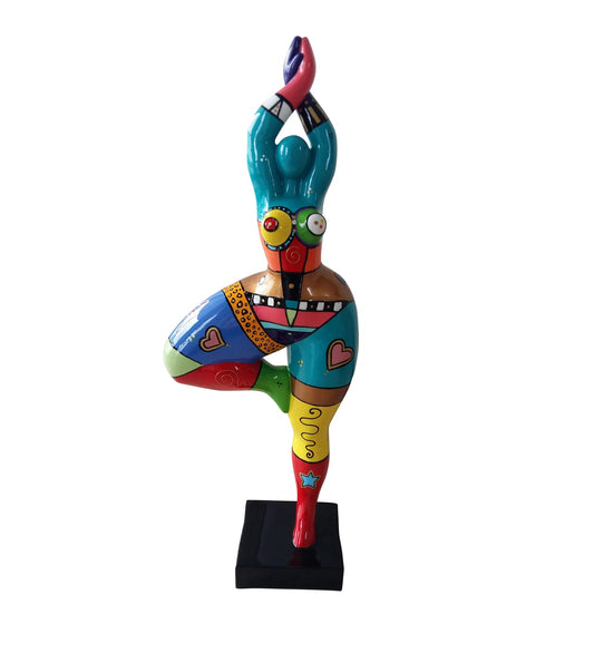 Statuette de femme colorée. Nana ronde en résine, modèle Milla hauteur 52 cm