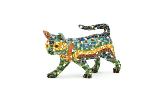 Statue chat en mosaïque Barcino. Longueur 10 centimètres