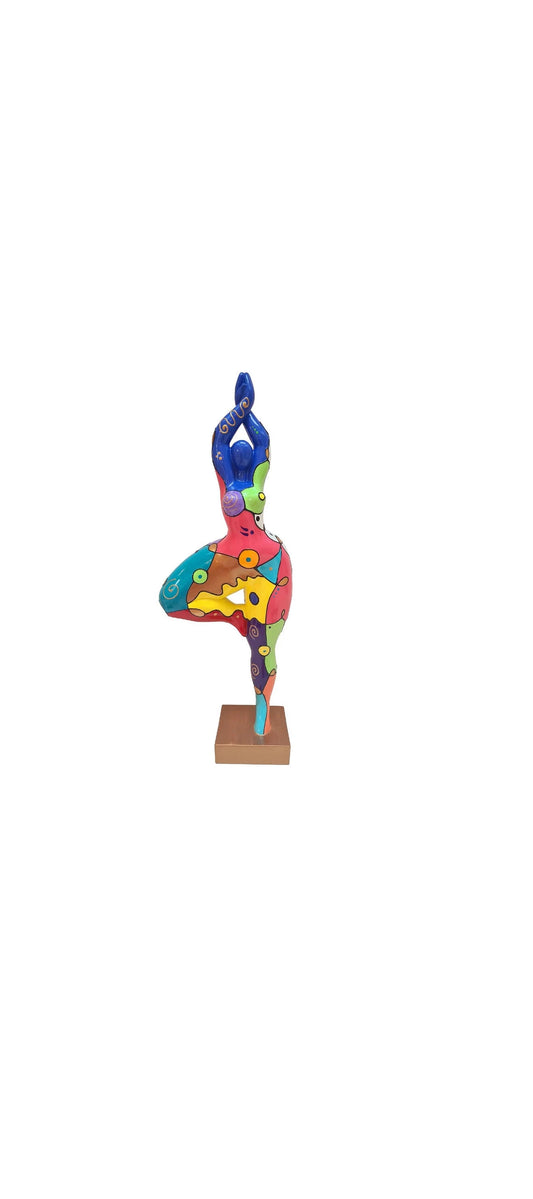 Sculpture femme ou Nana ronde et multicolore, hauteur 52 cm. Modèle Rita