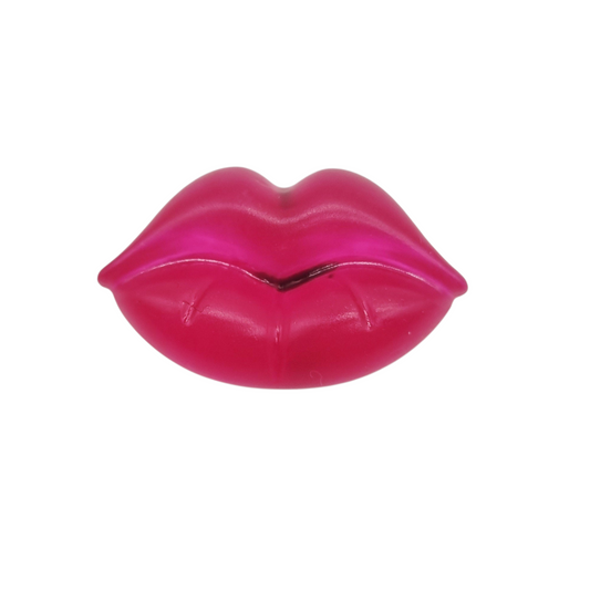 Petit magnet bouche en résine, rose fuchsia, longueur 3,5 cm