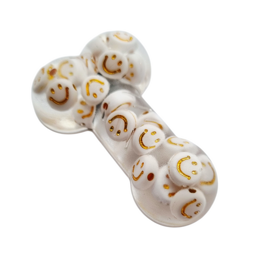 Magnet Zizi en résine avec smileys blancs et dorés, déco humour, longueur 5 cm