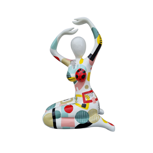 Statue woman, style "Nana" in multicolored resin. Height 61 centimeters