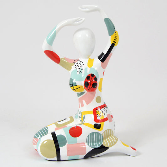 Statue woman, style "Nana" in multicolored resin. Height 61 centimeters