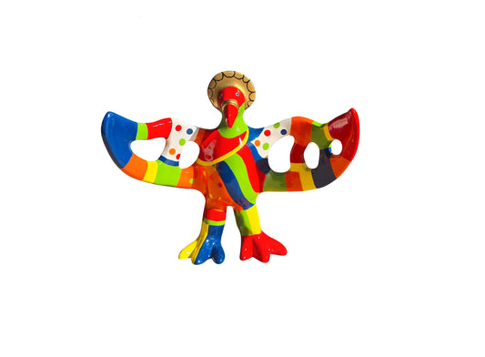 Bird statue "Lover", multicolored resin, length 8'6 inches (22 centimeters)