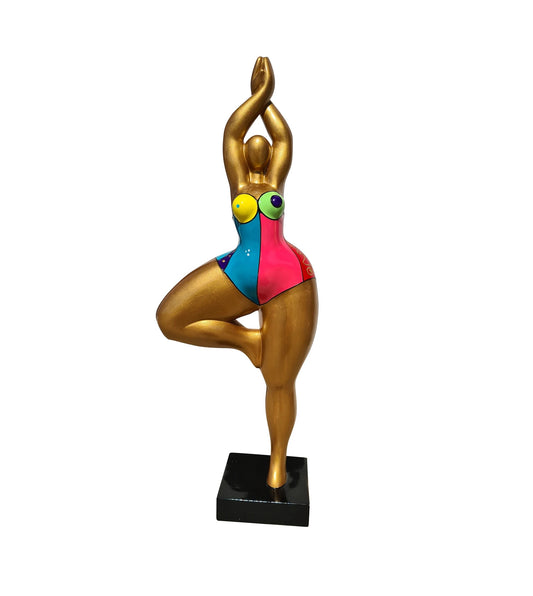 Sculpture femme ou Nana ronde et multicolore, hauteur 52 cm. Modèle Pietra
