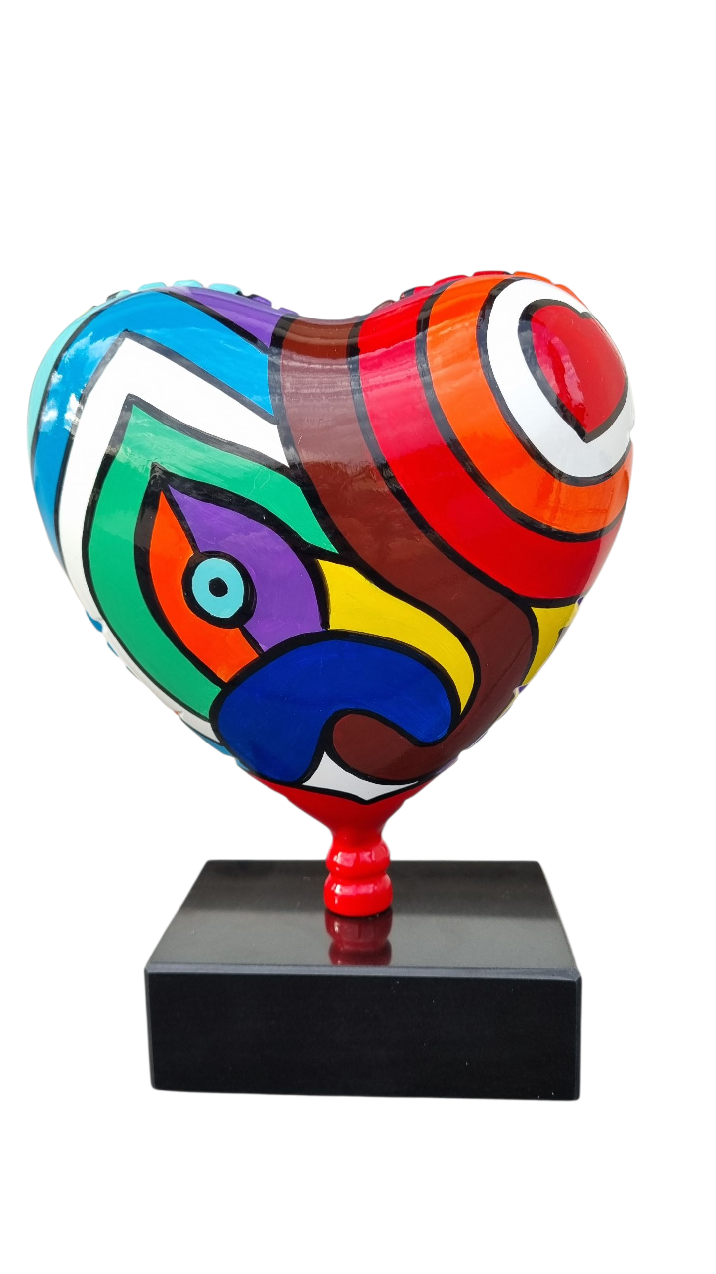 Sculpture ballon cœur coloré 25 cm – décoration pop art en résine multicolore