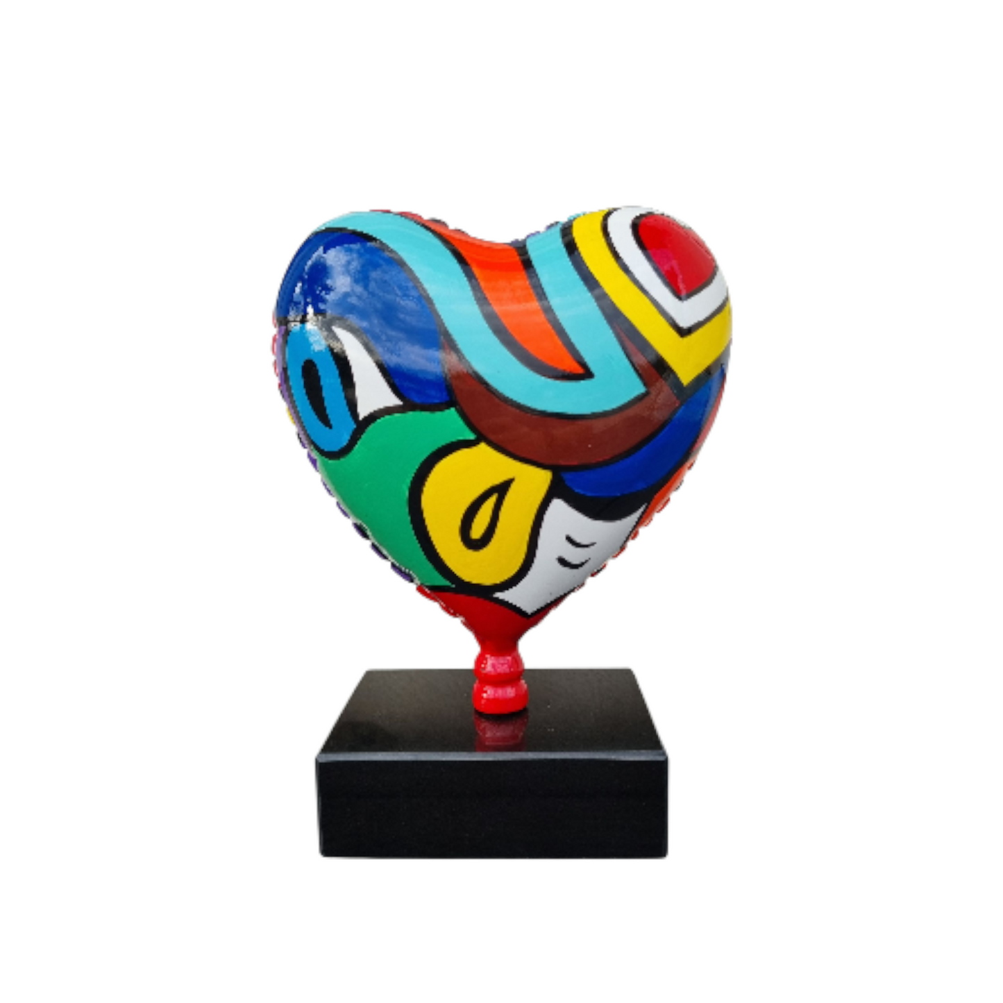 Sculpture ballon cœur coloré 25 cm – décoration pop art en résine multicolore