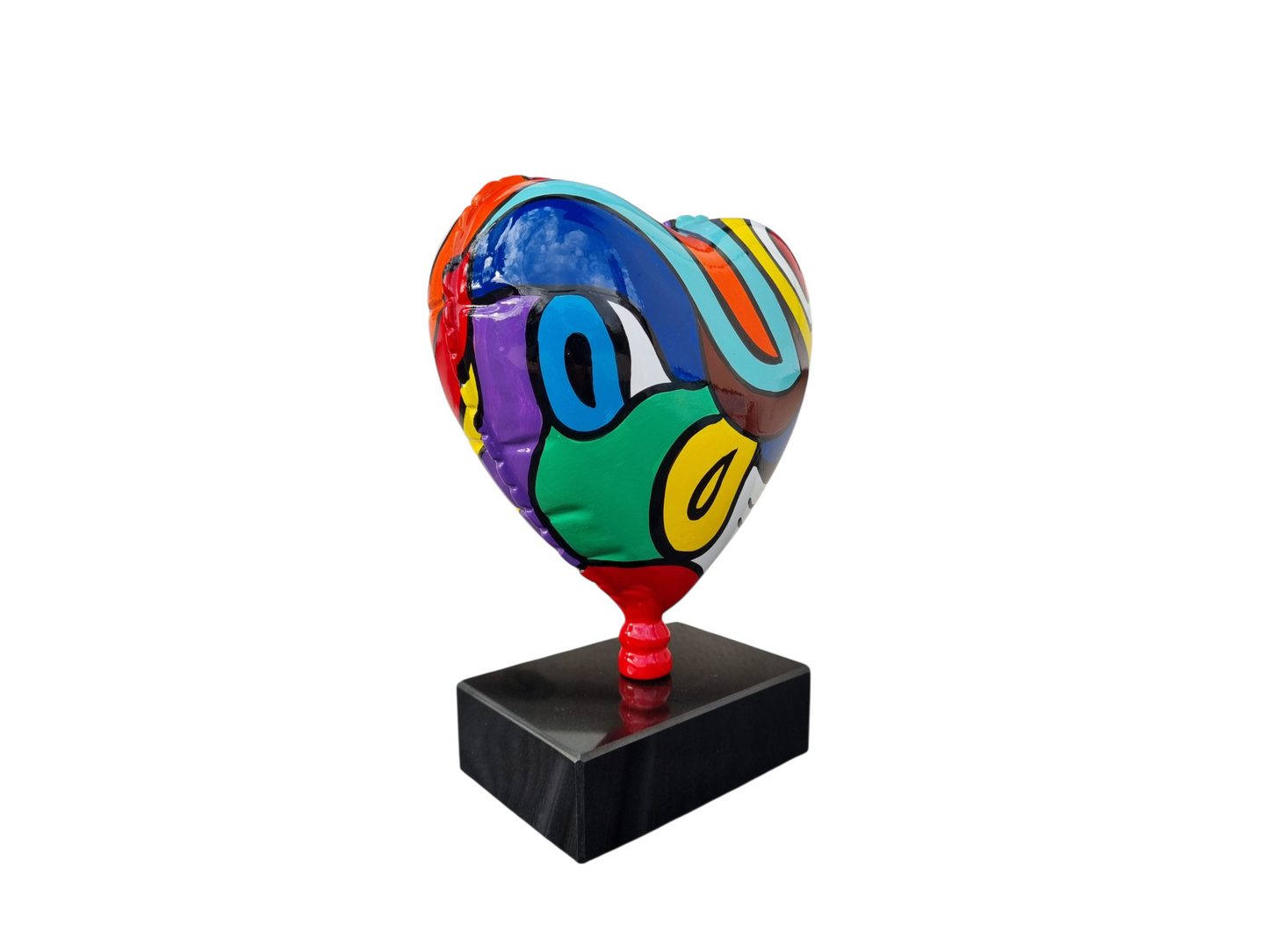 Sculpture ballon cœur coloré 25 cm – décoration pop art en résine multicolore