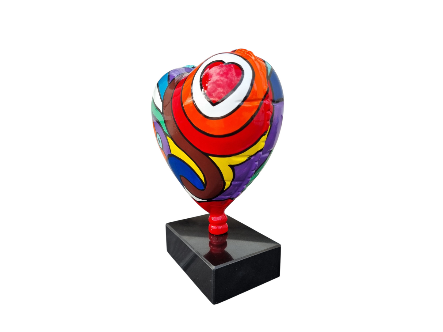 Sculpture ballon cœur coloré 25 cm – décoration pop art en résine multicolore