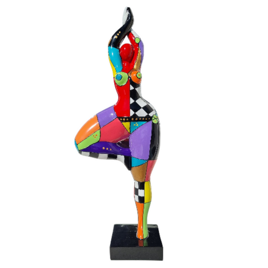 Statue of a dancing woman, in multicolored resin, height 52 centimeters