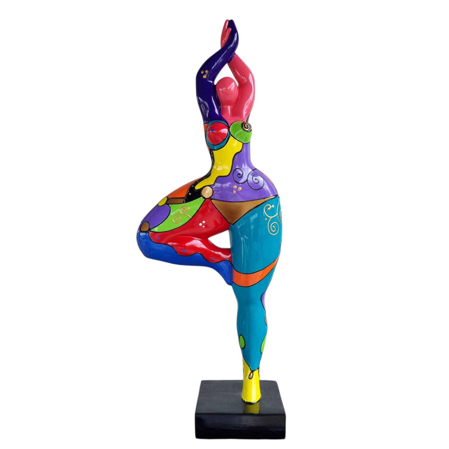 Statue of a dancing woman, in multicolored resin, height 52 centimeters