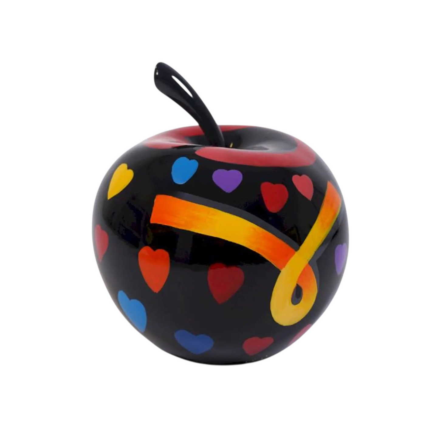 Sculpture de fruit. Pomme "Pop" en résine multicolore. Hauteur 26 centimètres