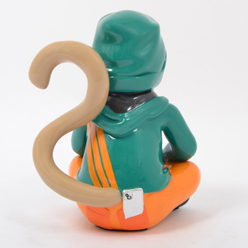 Statue de singe Skieur, en résine multicolore, hauteur 36 centimètres