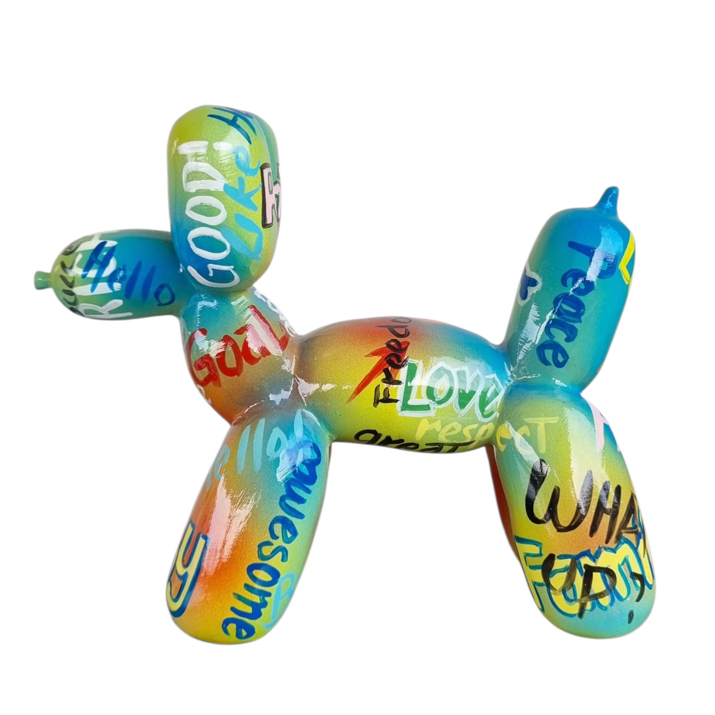 Balloon dog statue in resin, length 7 inches (18 centimeters)