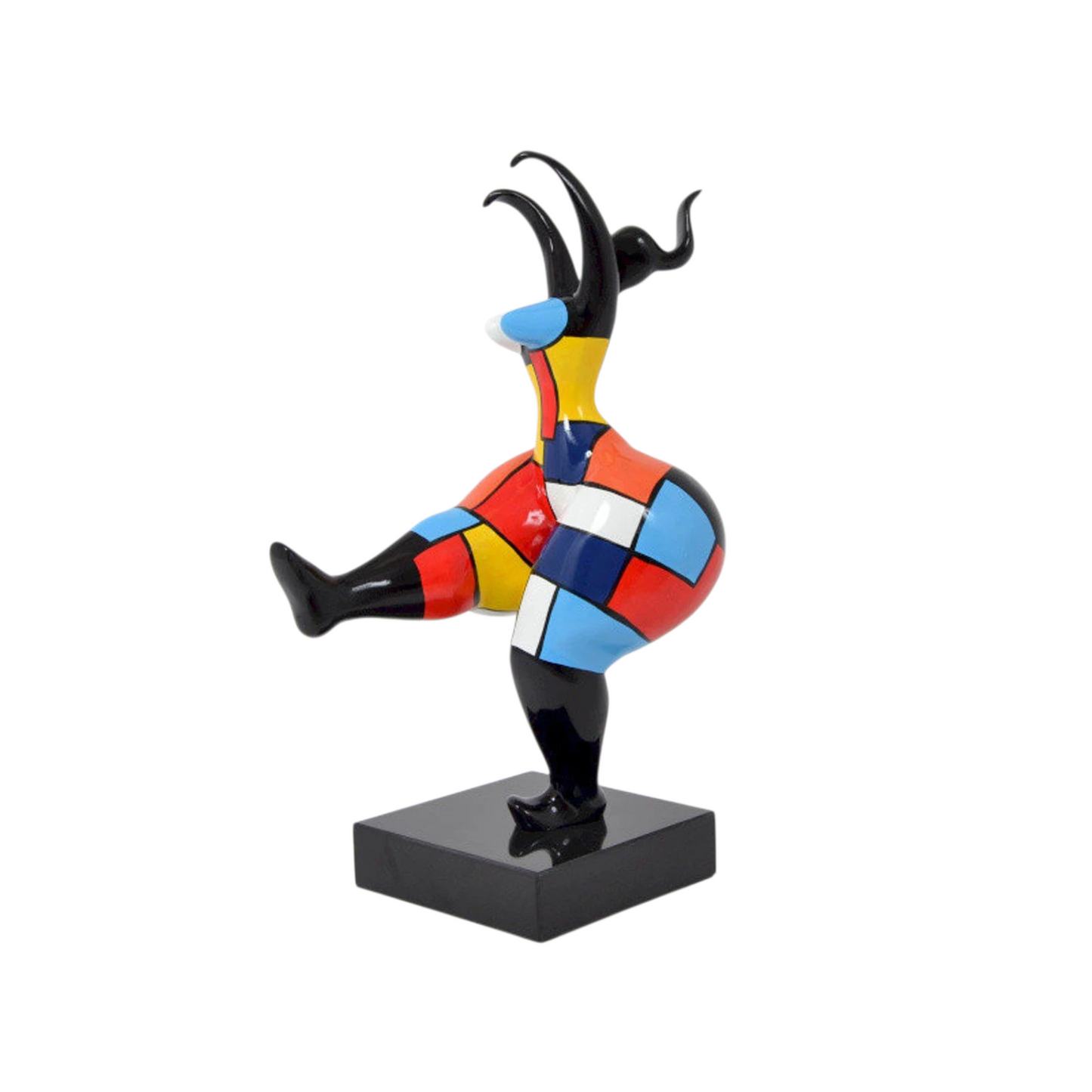 Statue femme danseuse moderne, en résine multicolore. Hauteur 57 centimètres