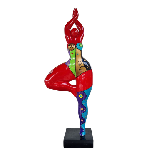 Statue of a dancing woman, in multicolored resin, height 52 centimeters