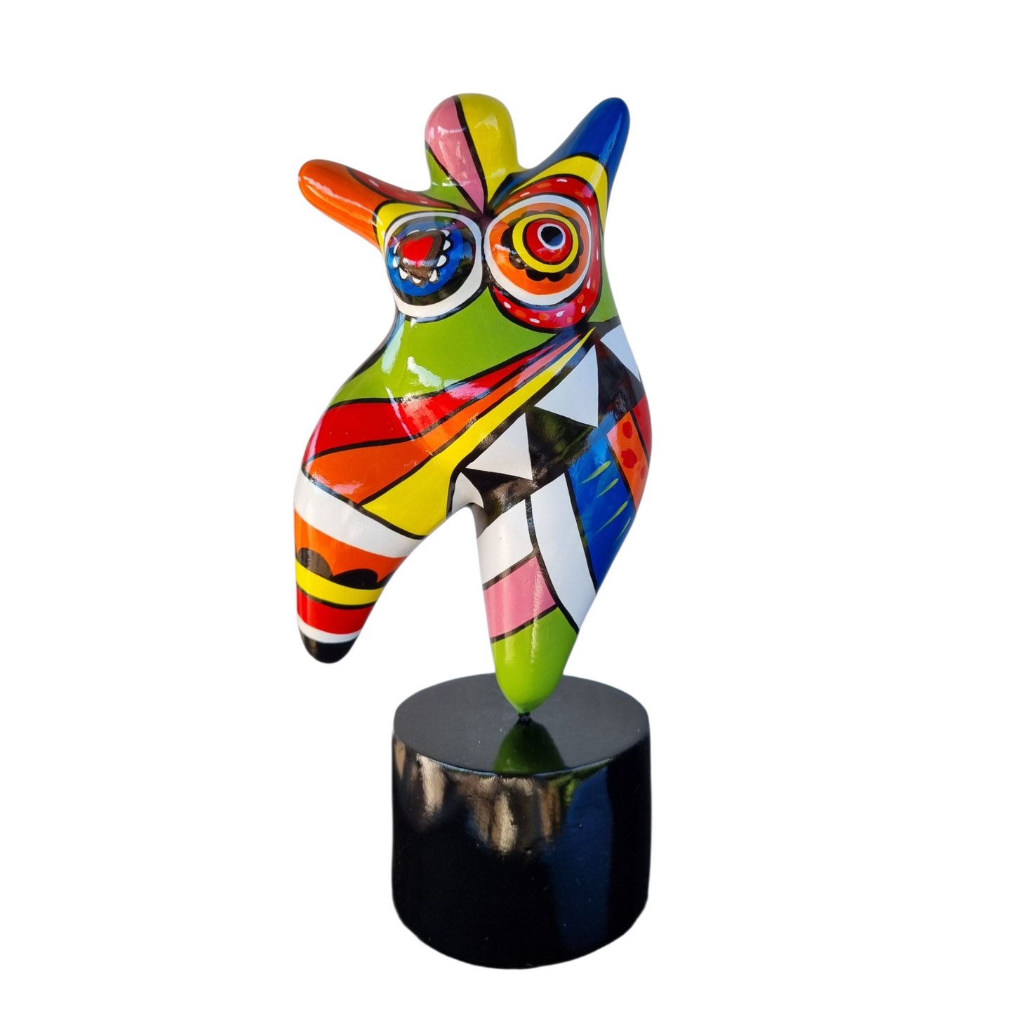 Sculpture of a round & curvy woman, resin colorful.. Height 26 centimeters