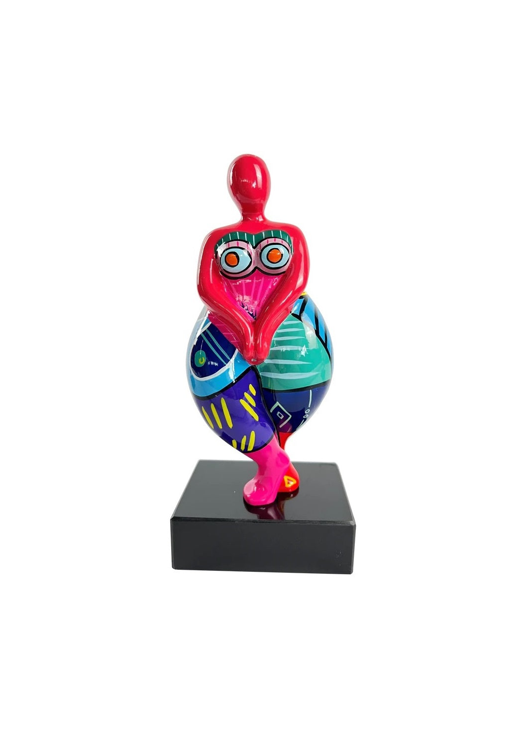 Sculpture femme style Nana, en résine multicolore. Hauteur 31 centimètres