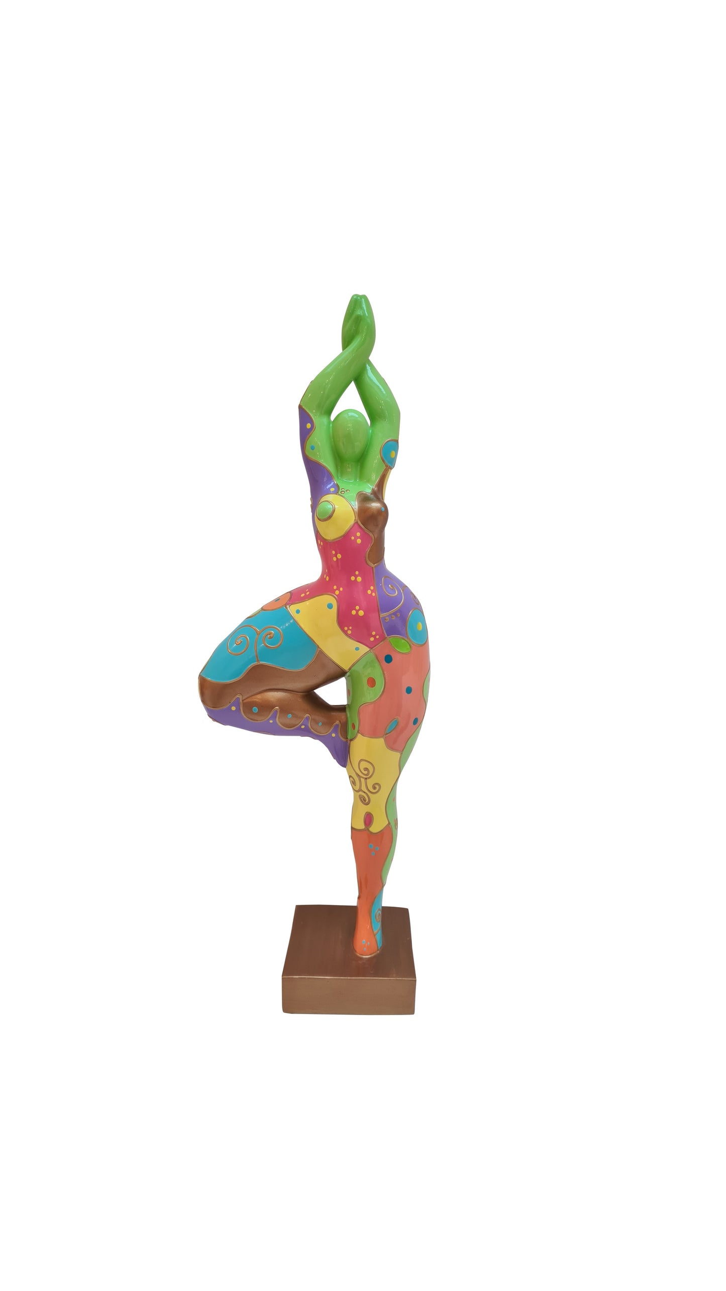 Sculpture femme ou Nana ronde et multicolore, hauteur 52 cm. Modèle Pastel