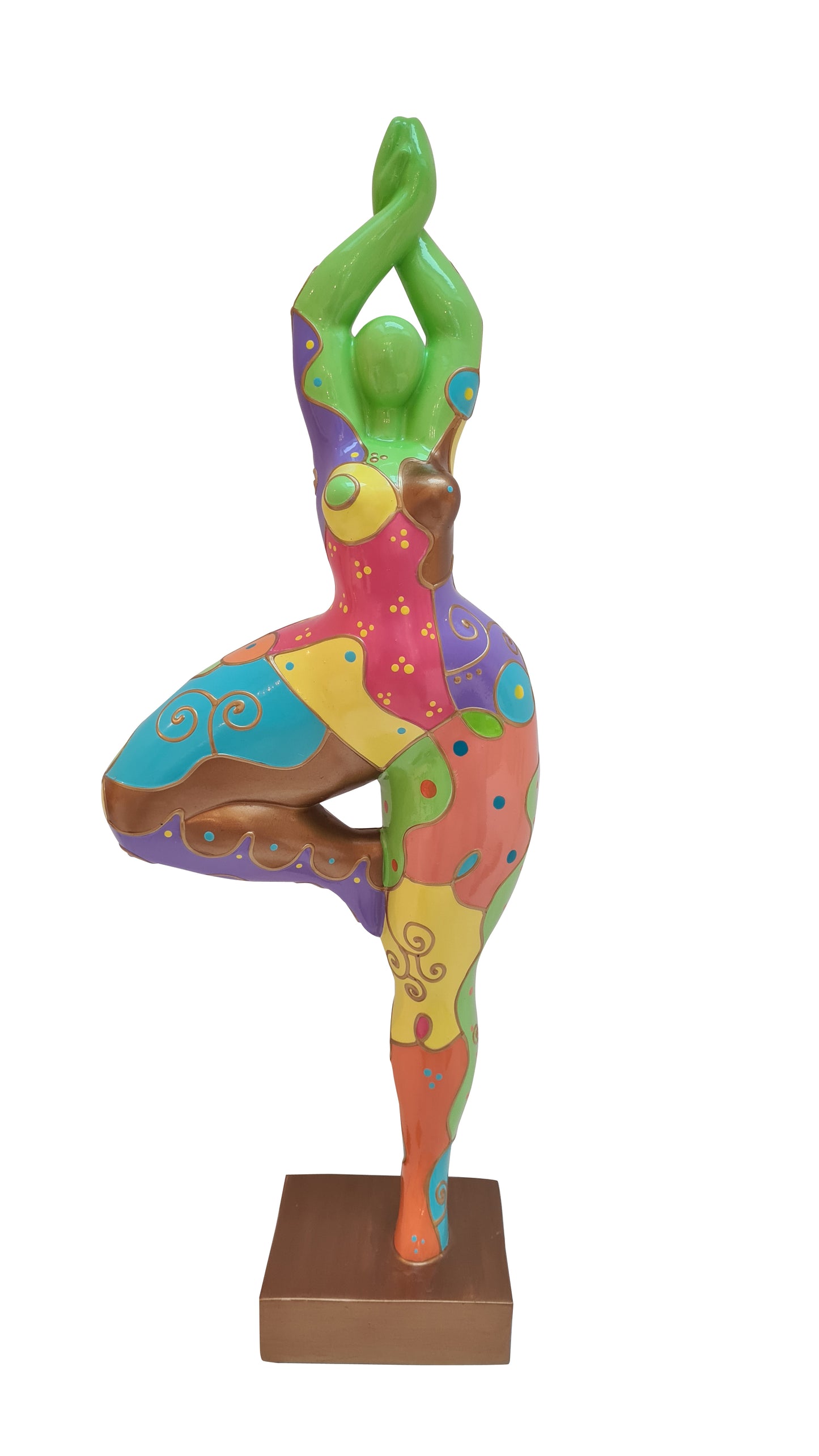 Sculpture femme ou Nana ronde et multicolore, hauteur 52 cm. Modèle Pastel