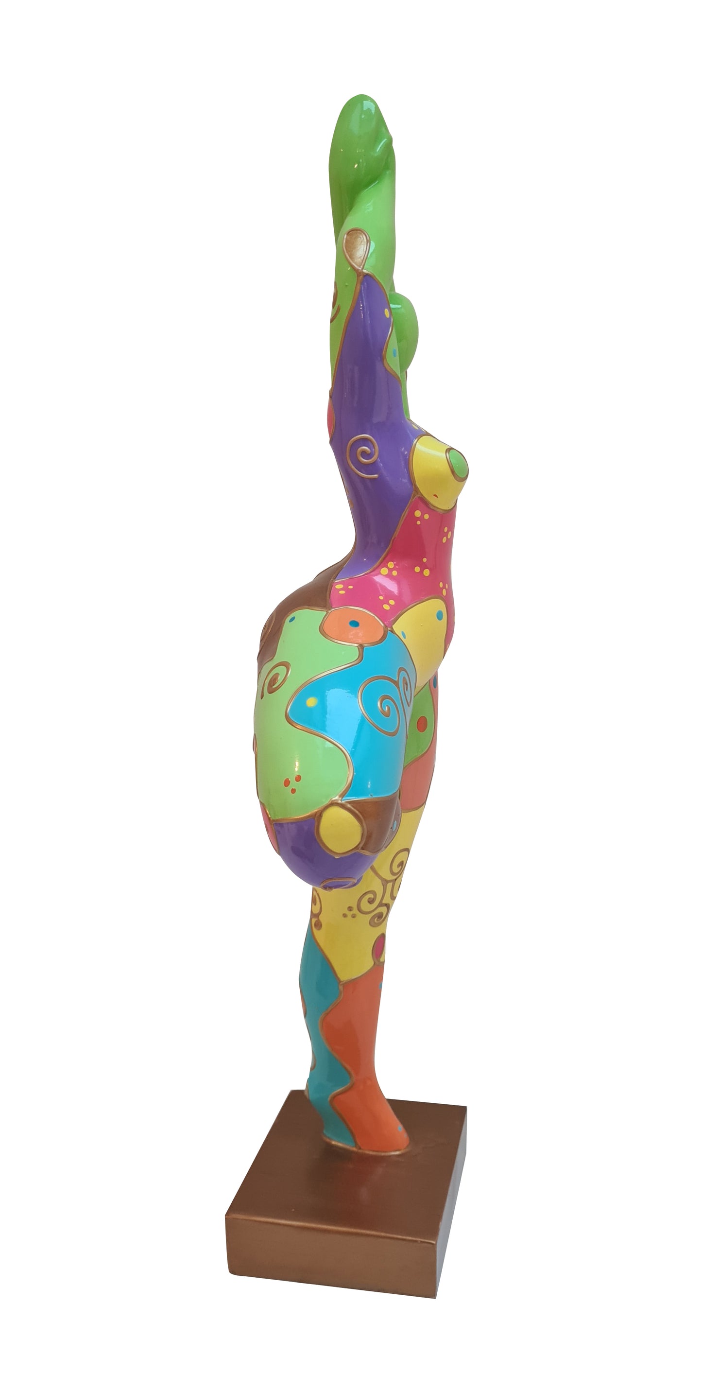 Sculpture femme ou Nana ronde et multicolore, hauteur 52 cm. Modèle Pastel